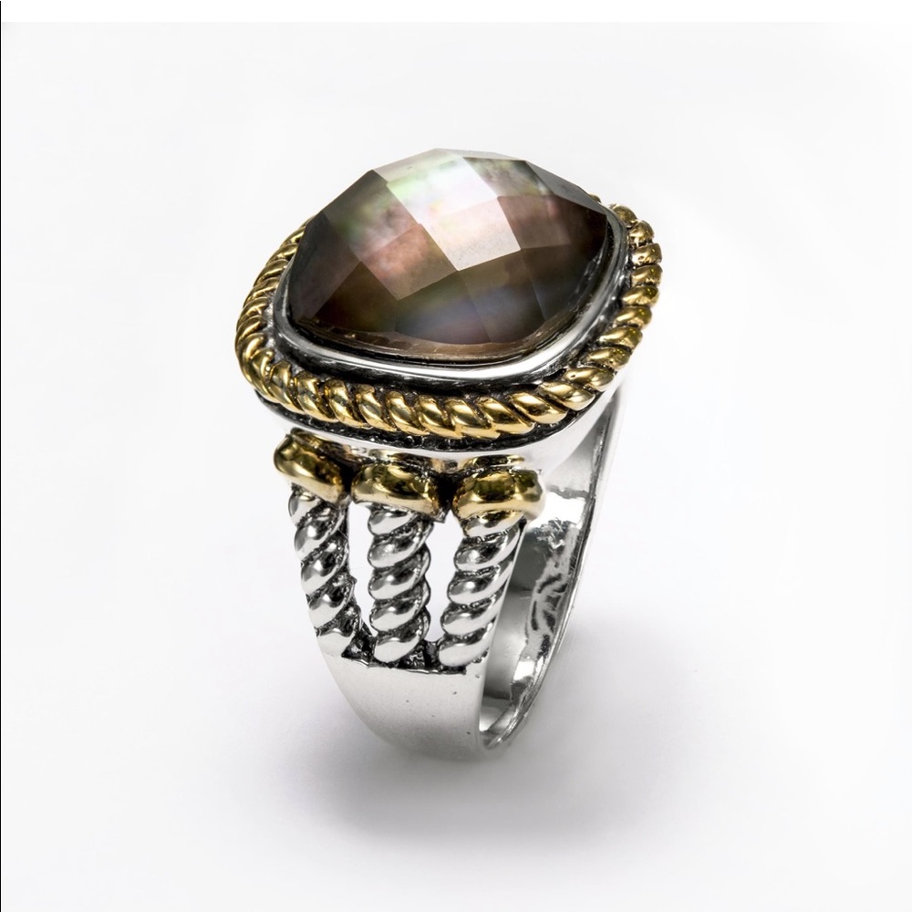 Genuine Grey Mother of Pearl & Clear Quartz .925